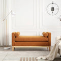 53.5-inch Upholstered Ottoman Bench with Bolster Pillows and Wood Legs
