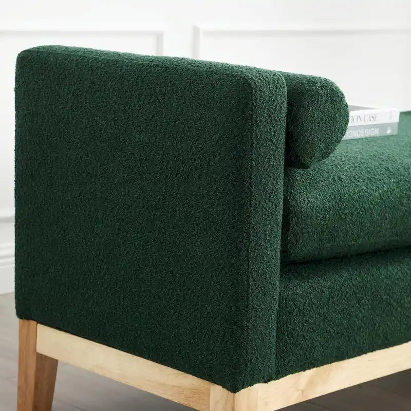 53.5-inch Upholstered Ottoman Bench with Bolster Pillows and Wood Legs