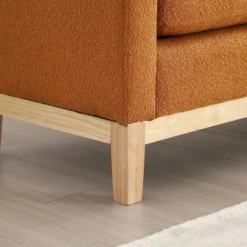53.5-inch Upholstered Ottoman Bench with Bolster Pillows and Wood Legs