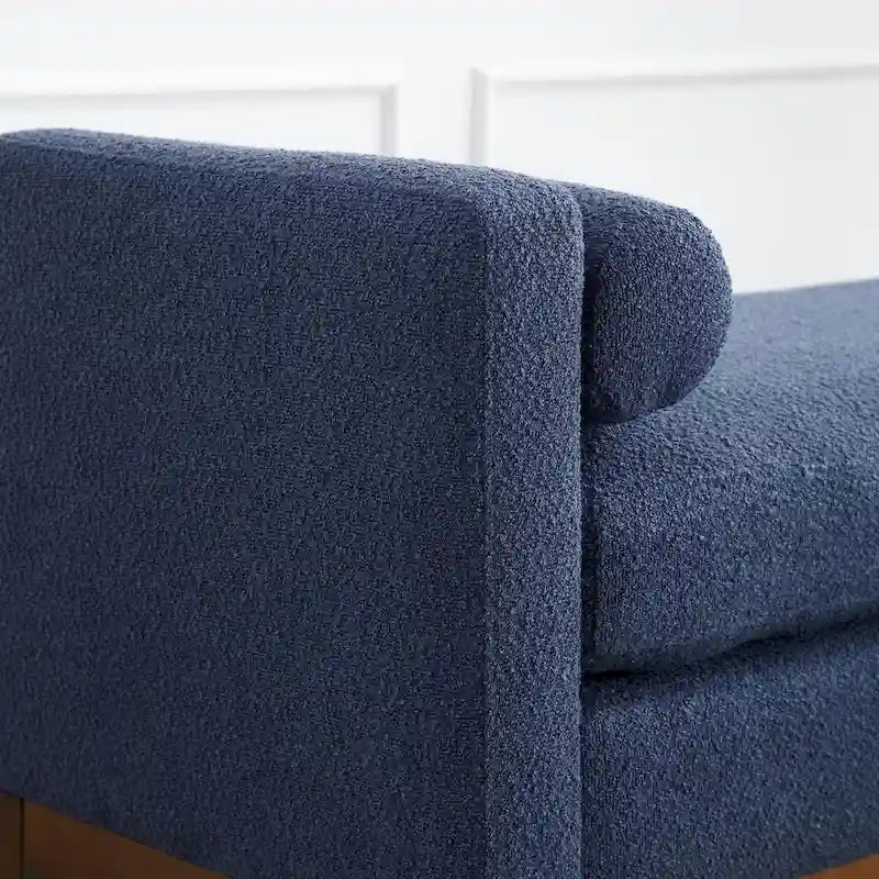 53.5-inch Upholstered Ottoman Bench with Bolster Pillows and Wood Legs