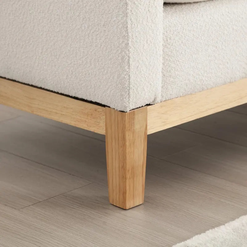53.5-inch Upholstered Ottoman Bench with Bolster Pillows and Wood Legs