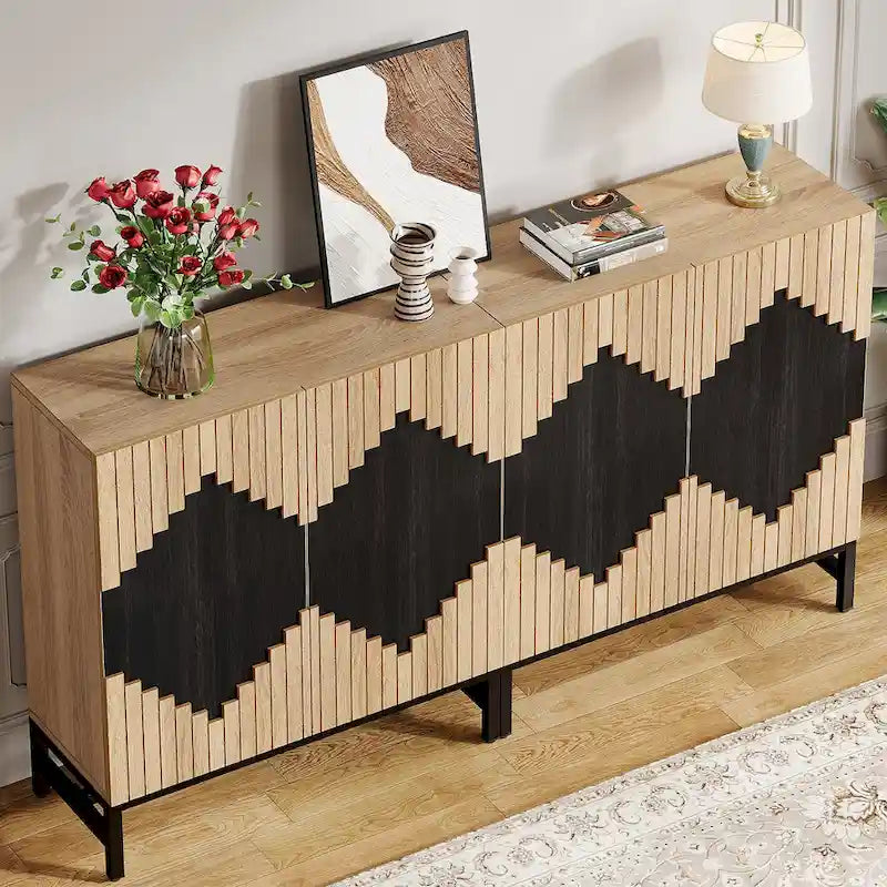 Sideboard Buffet Cabinet with 4 Doors and Adjustable Shelves