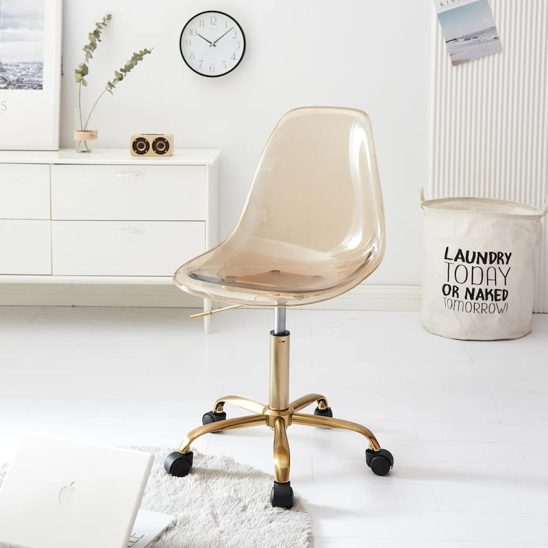 Armless Acrylic Rolling Adjustable Office Chair