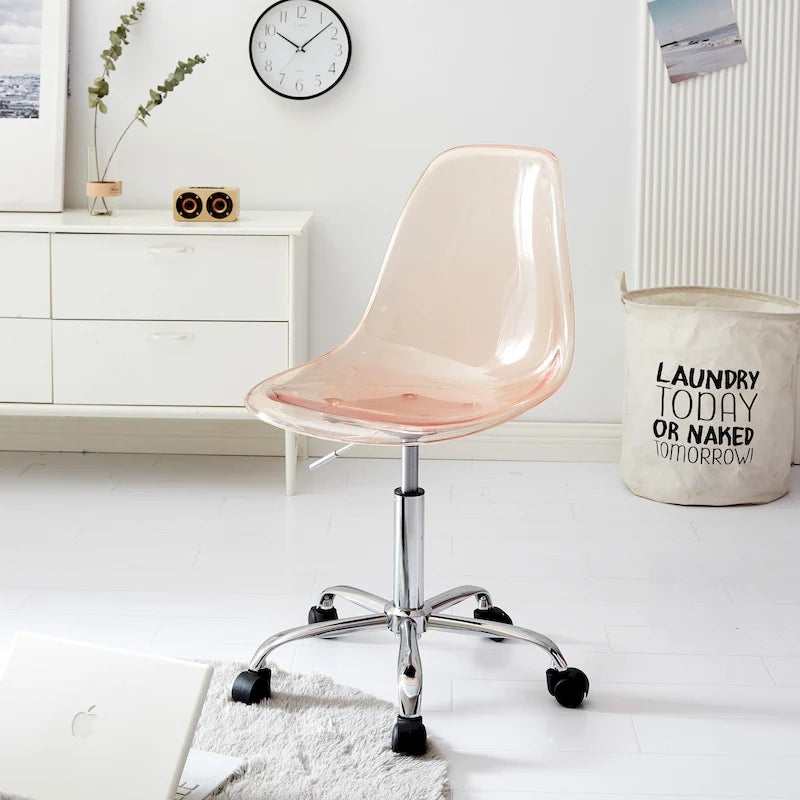 Armless Acrylic Rolling Adjustable Office Chair