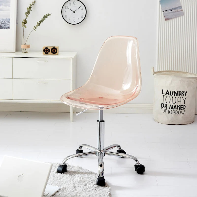 Armless Acrylic Rolling Adjustable Office Chair